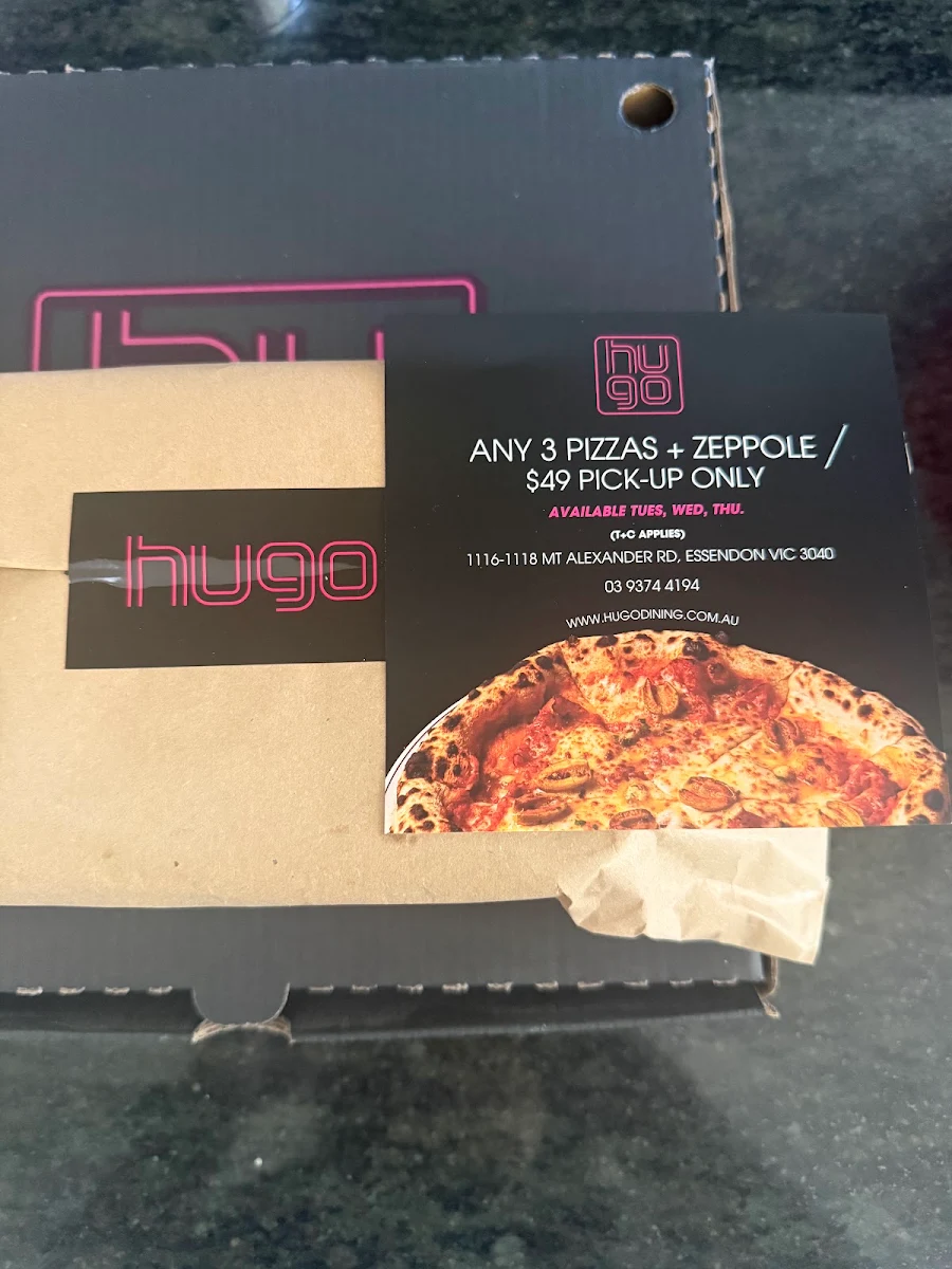 Menu, Hugo Dining Restaurant Essendon