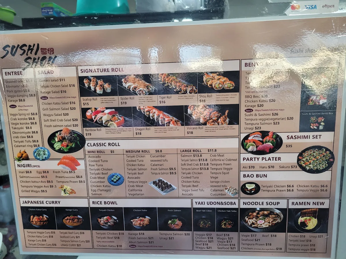 Menu, Sushi Shou Jindalee