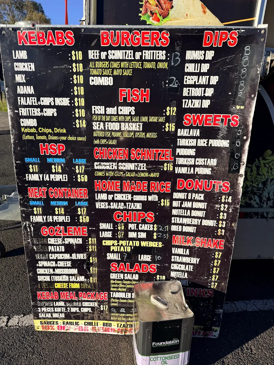 Menu, Ankara Kebabs
