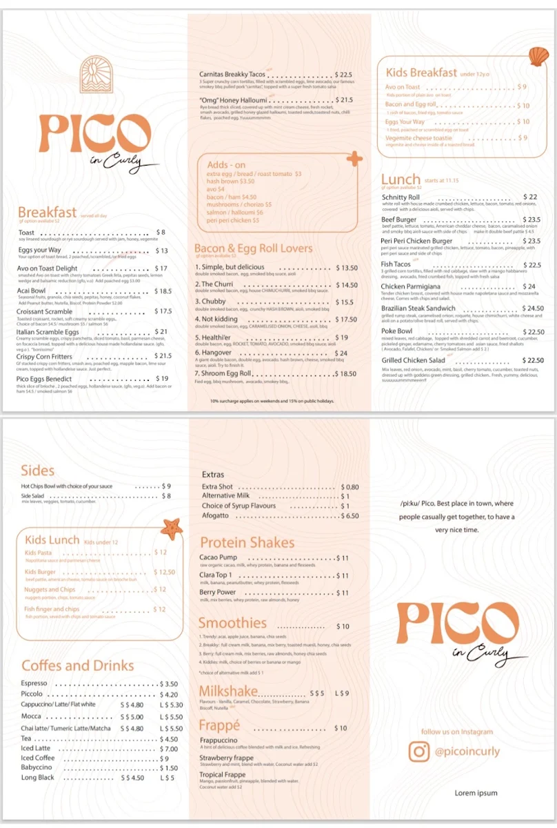 Menu, PICO in Curly