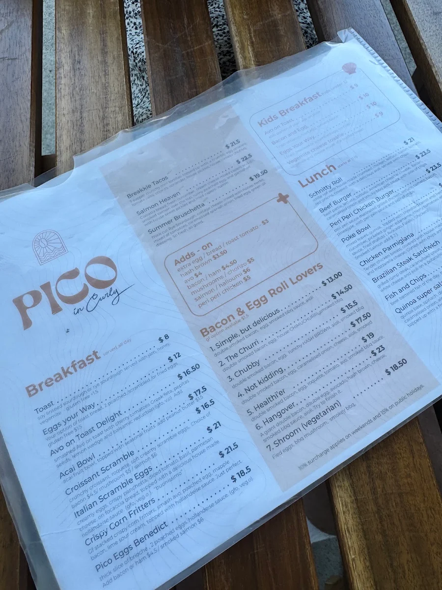 Menu, PICO in Curly