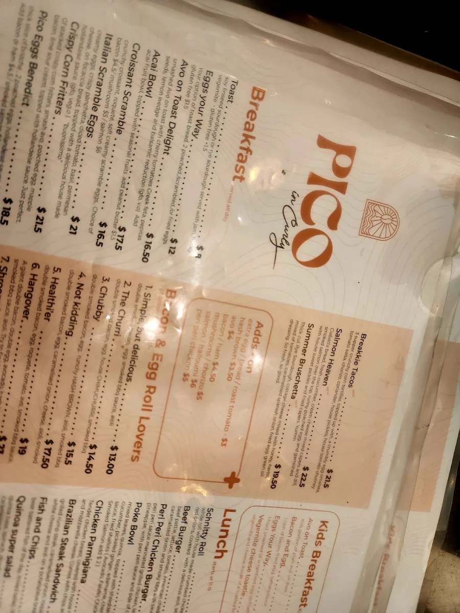 Menu, PICO in Curly