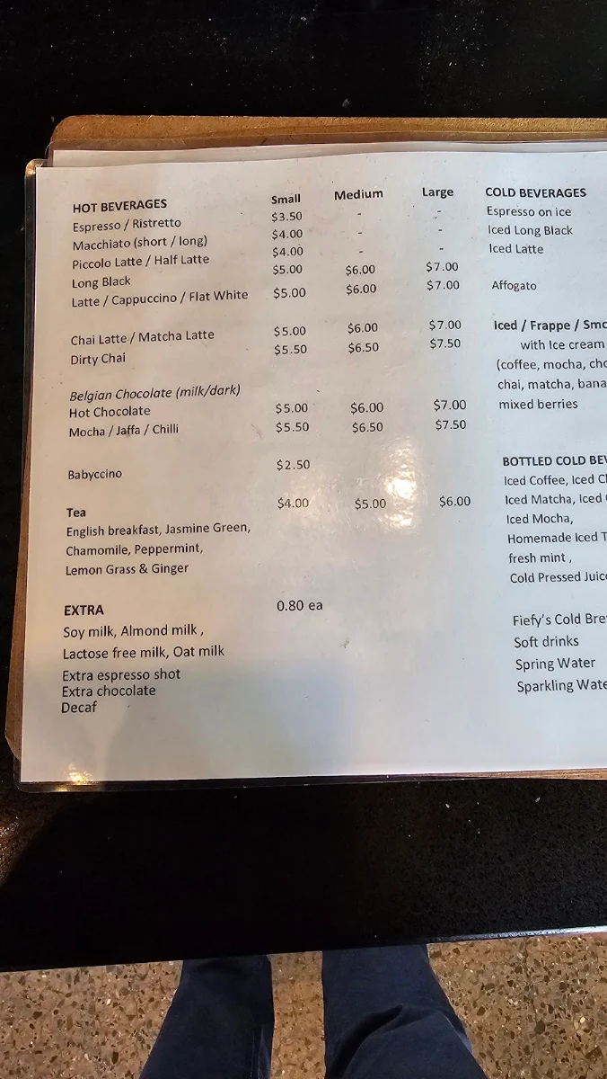Menu, Fiefy's