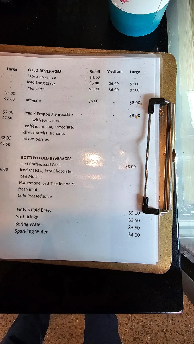 Menu, Fiefy's