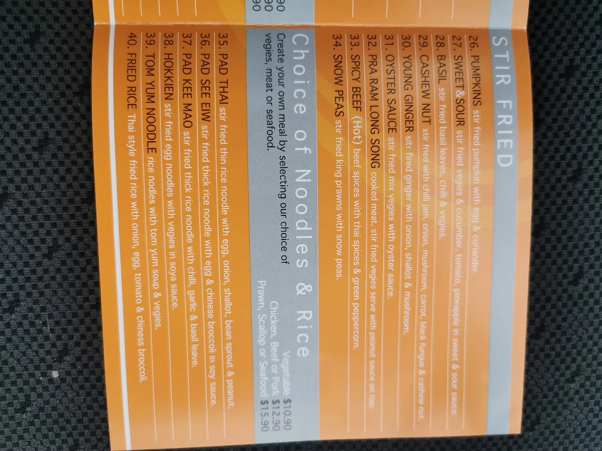 Menu, Mie Thai Menai