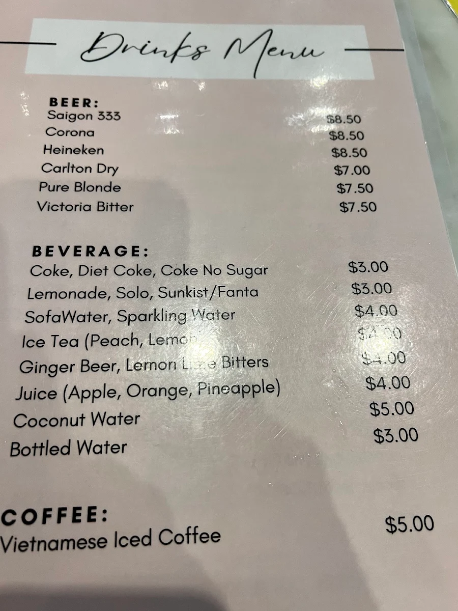 Menu, Pho Vietnam Yummy