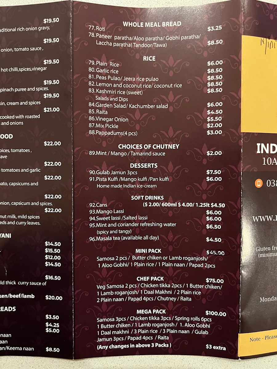 Menu, Masala & Mozzarella Restaurant Indo - Italian Dine In & Take Away