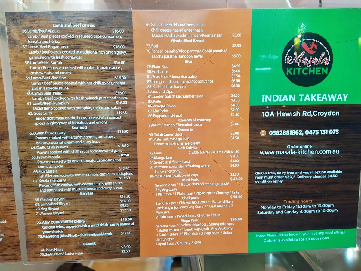 Menu, Masala & Mozzarella Restaurant Indo - Italian Dine In & Take Away