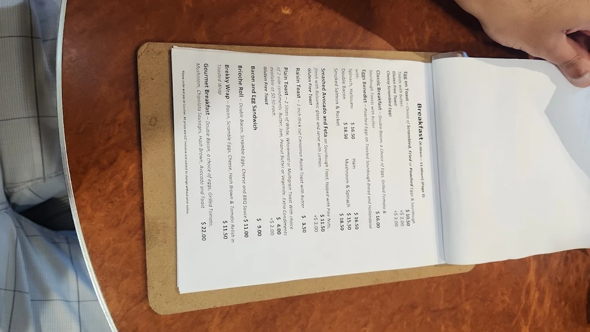 Menu, SJ's Bistro