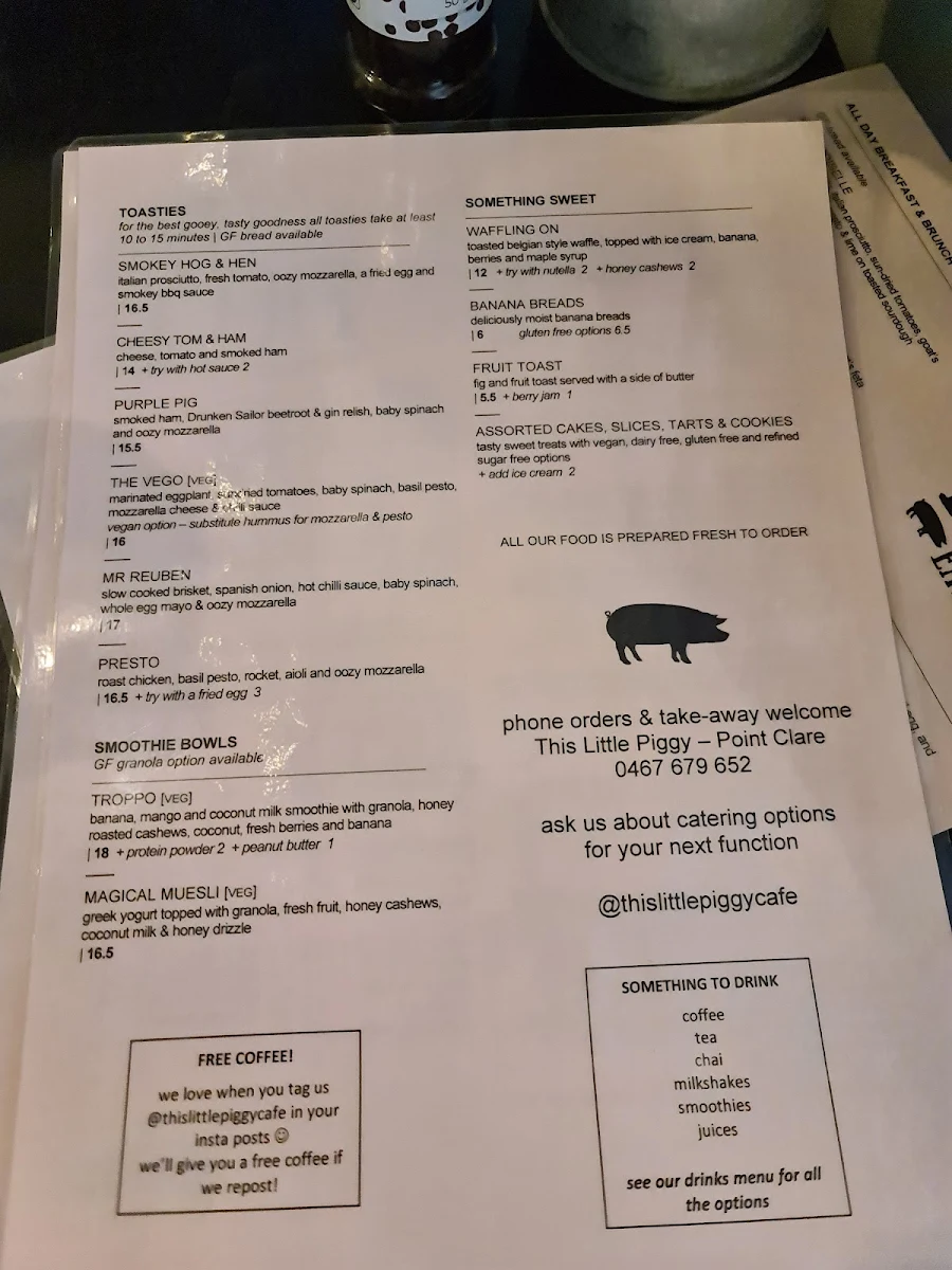 Menu, This Little Piggy Eat & Drink
