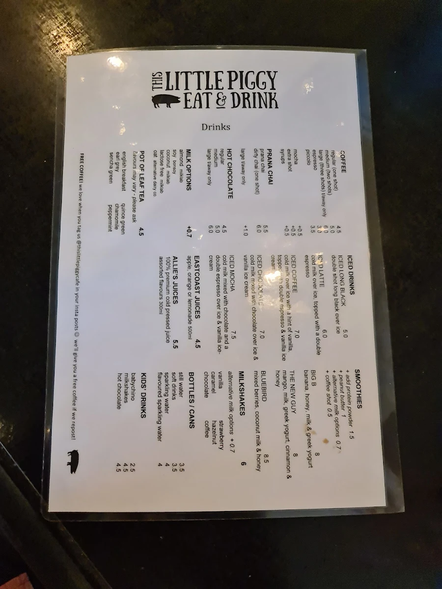 Menu, This Little Piggy Eat & Drink
