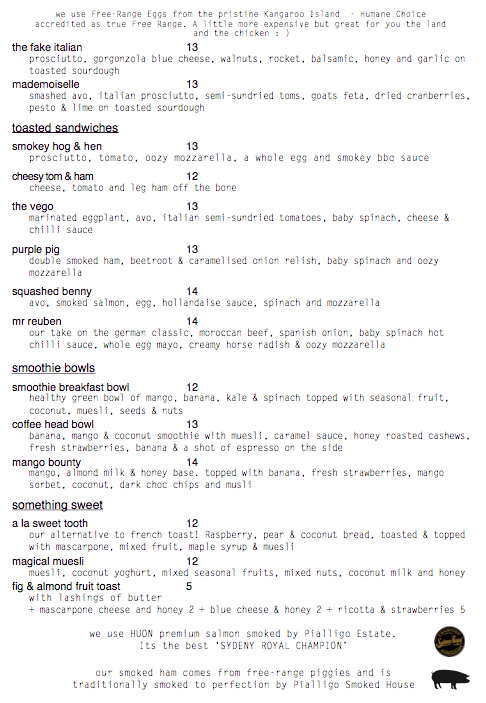 Menu, This Little Piggy Eat & Drink