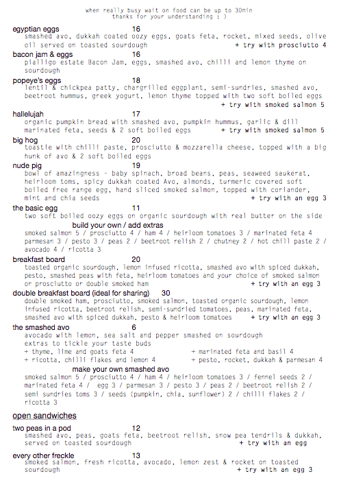 Menu, This Little Piggy Eat & Drink