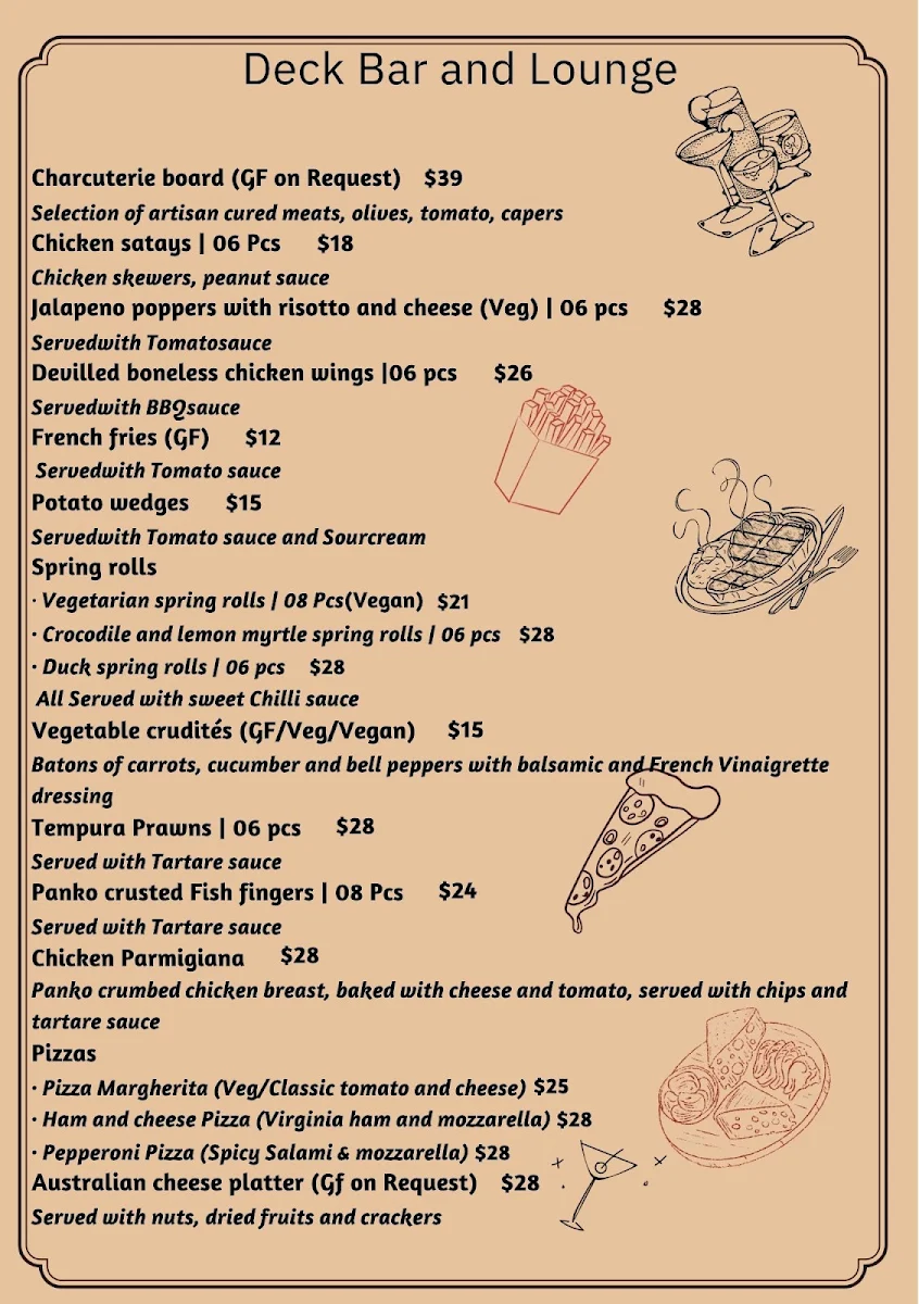 Menu, Deck Eatery & Bar