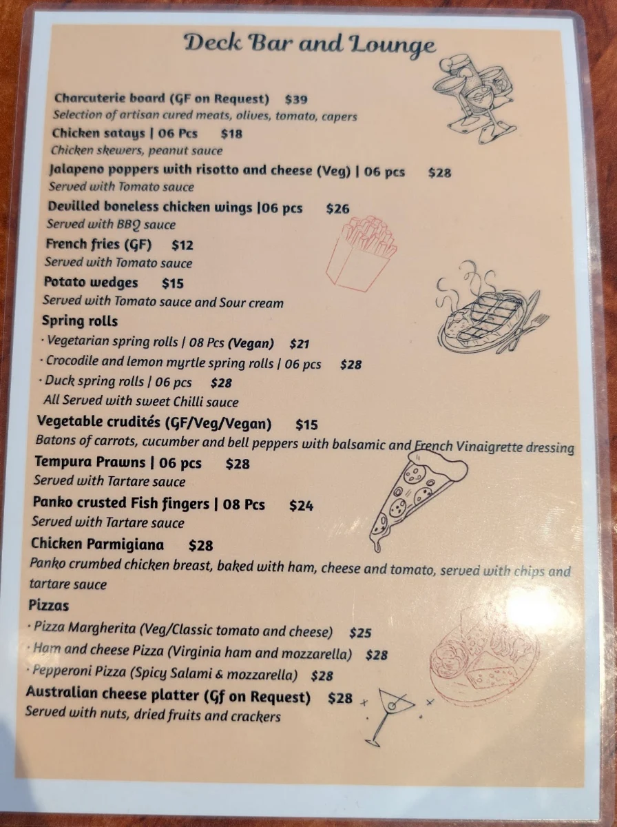 Menu, Deck Eatery & Bar