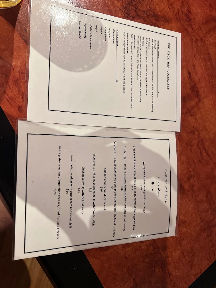 Menu, Deck Eatery & Bar
