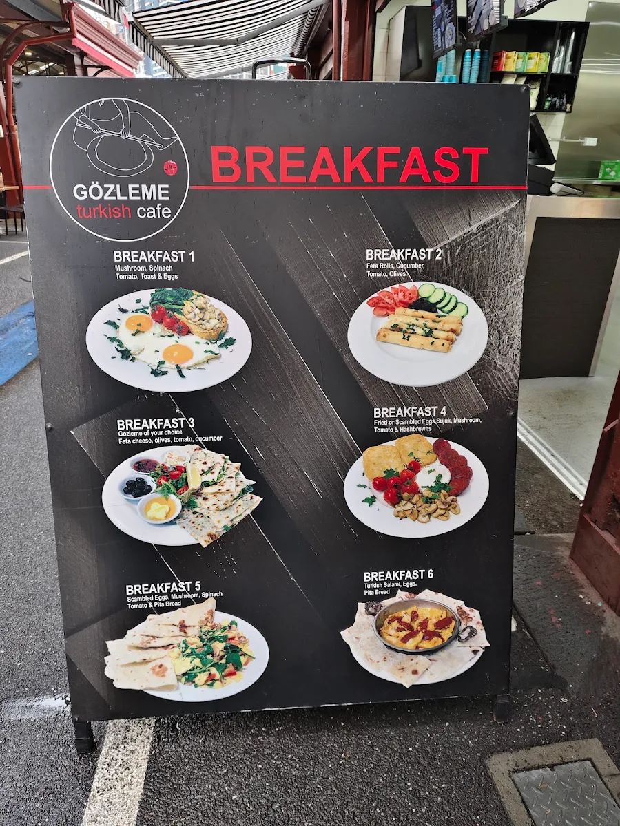 Menu, Gozleme Turkish Cafe