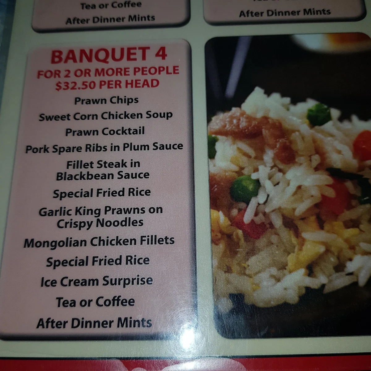 Menu, House of the Red Dragon