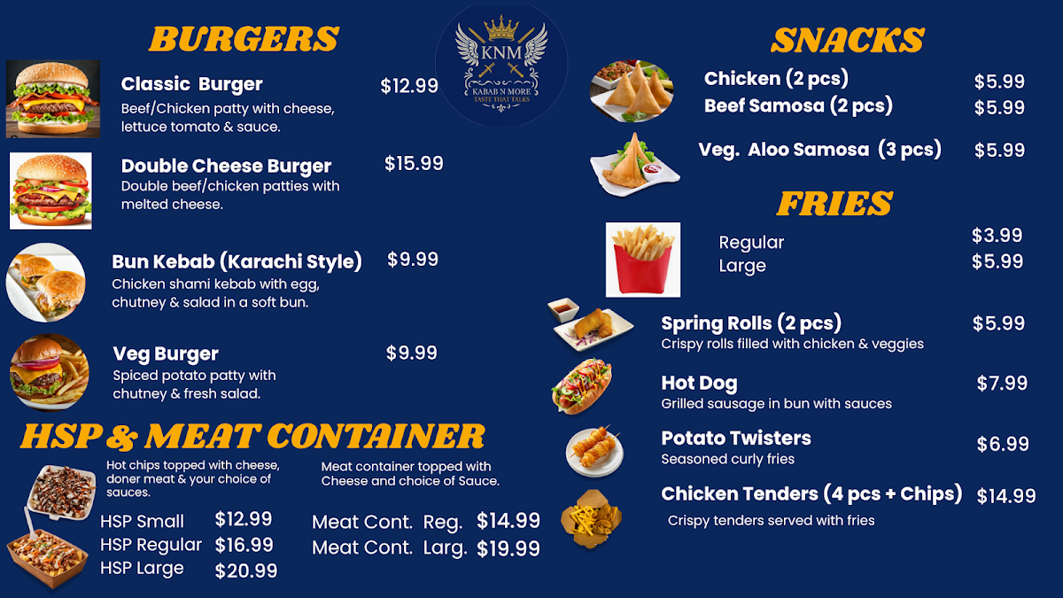 Menu, Kabab N More halal