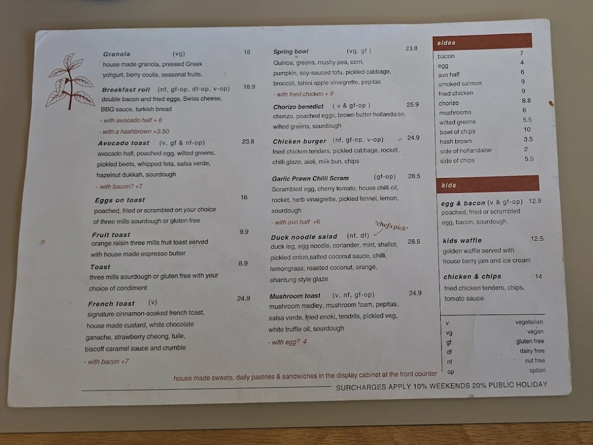 Menu, The Cupping Room
