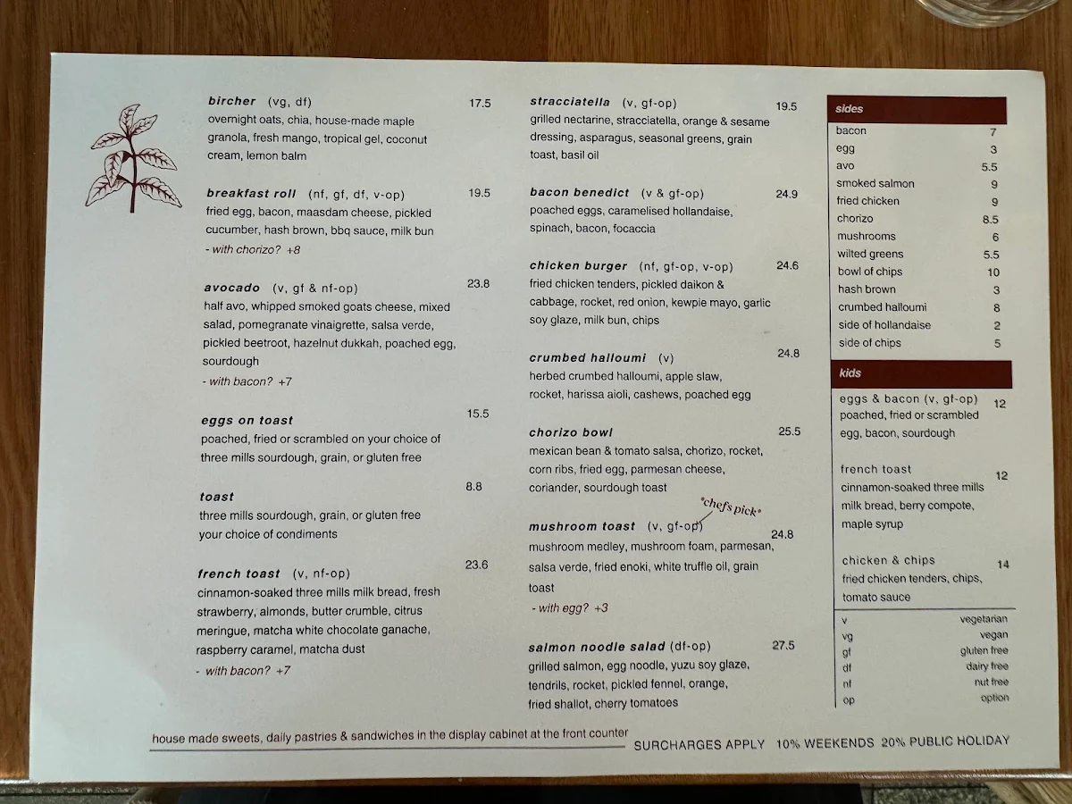 Menu, The Cupping Room