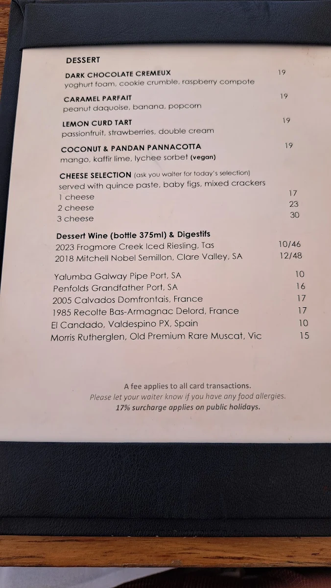 Menu, Season Restaurant & Bar