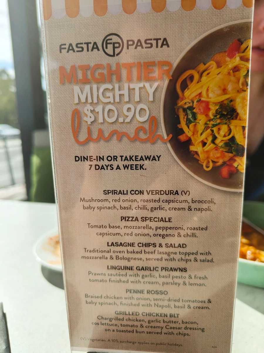 Menu, Fasta Pasta