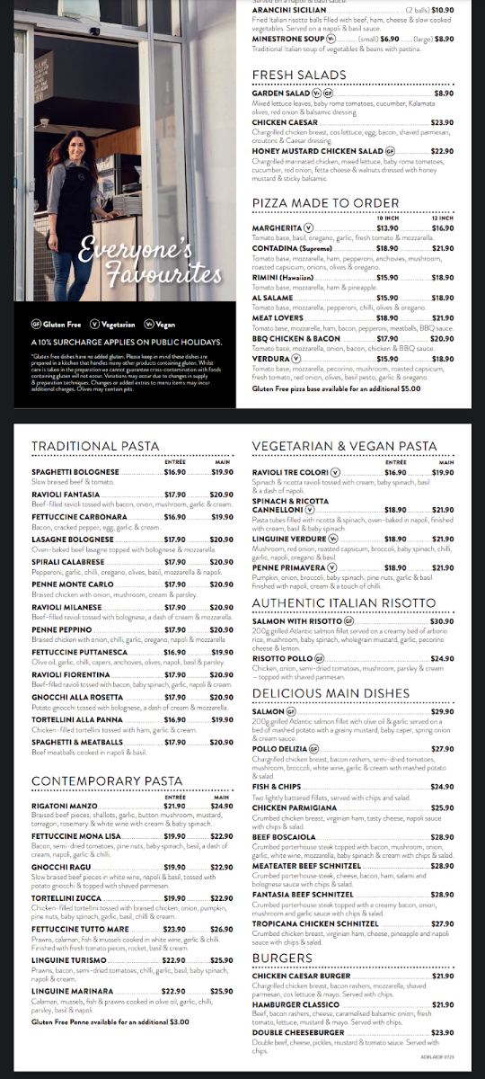 Menu, Fasta Pasta