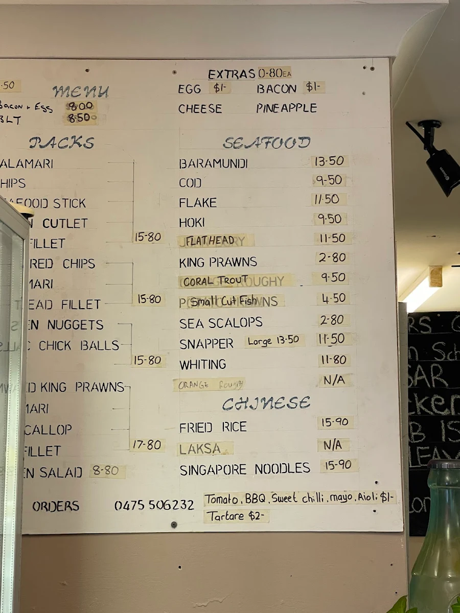 Menu, Macleay Island Takeaway
