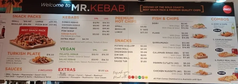 Menu, Mr Kebab
