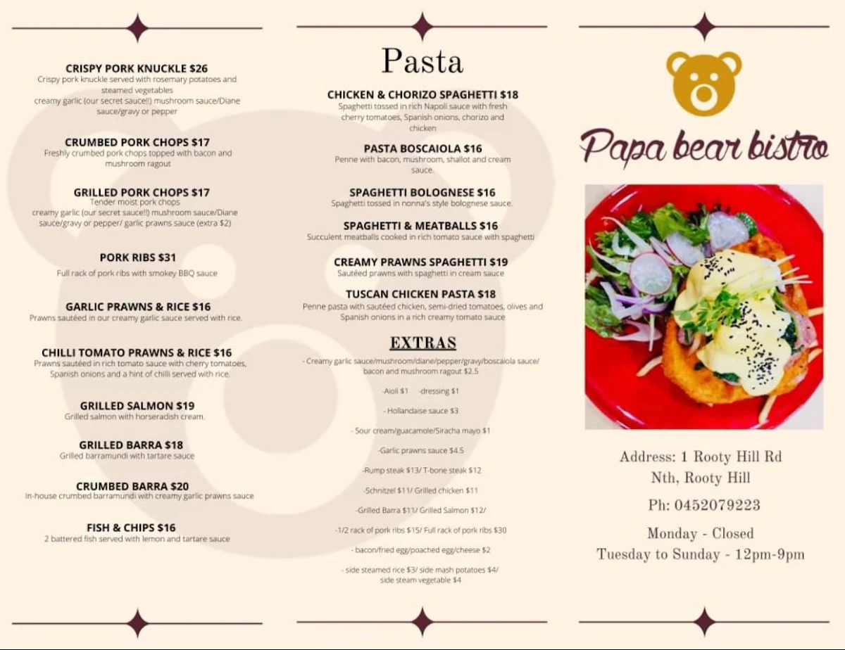 Menu, Imperial Hotel