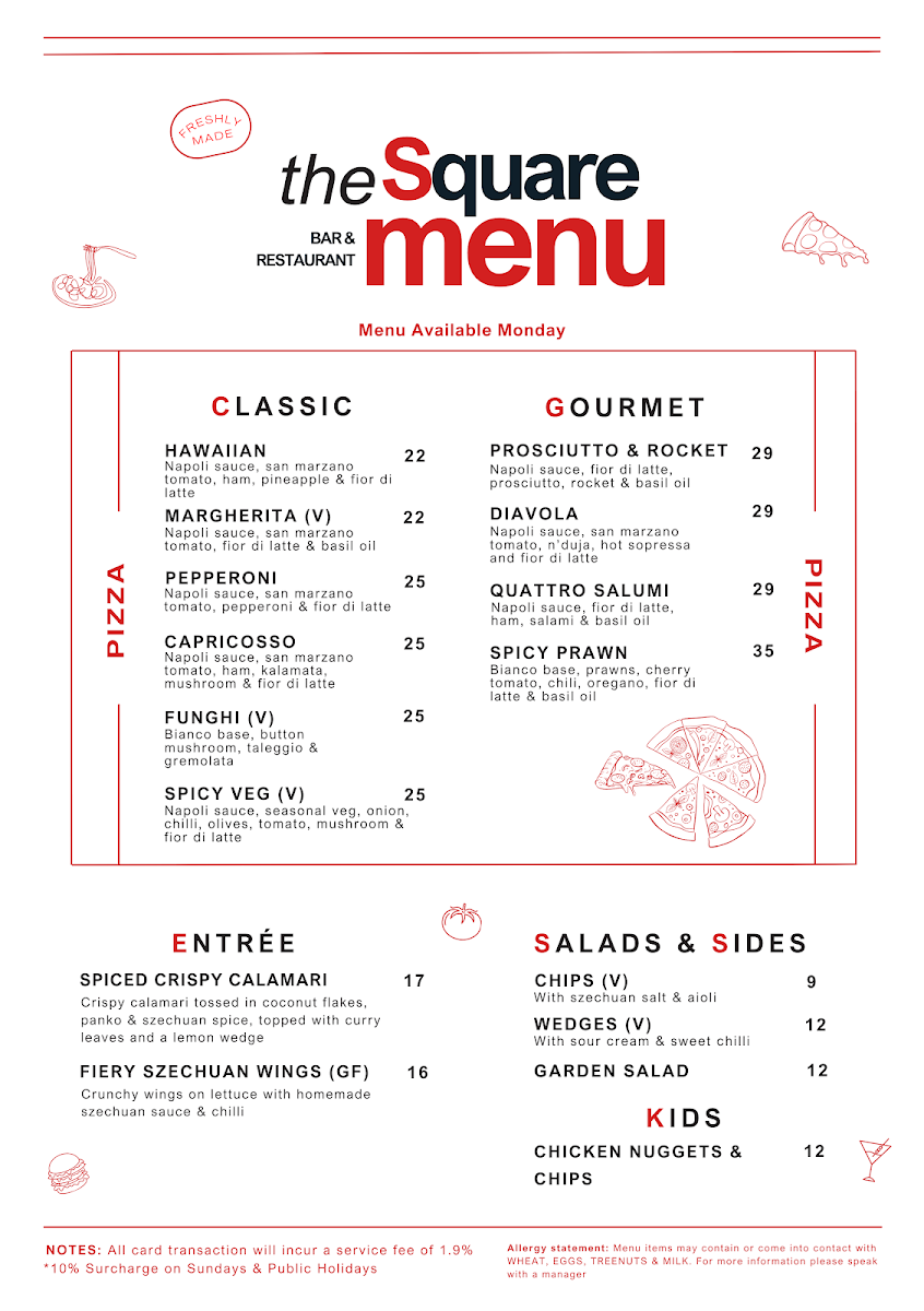Menu, Golf Square Sunshine