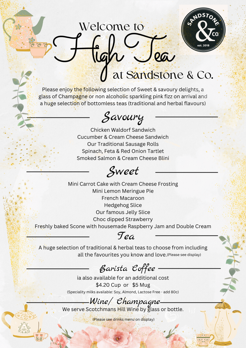Menu, Sandstone & Co Cafe & Restaurant