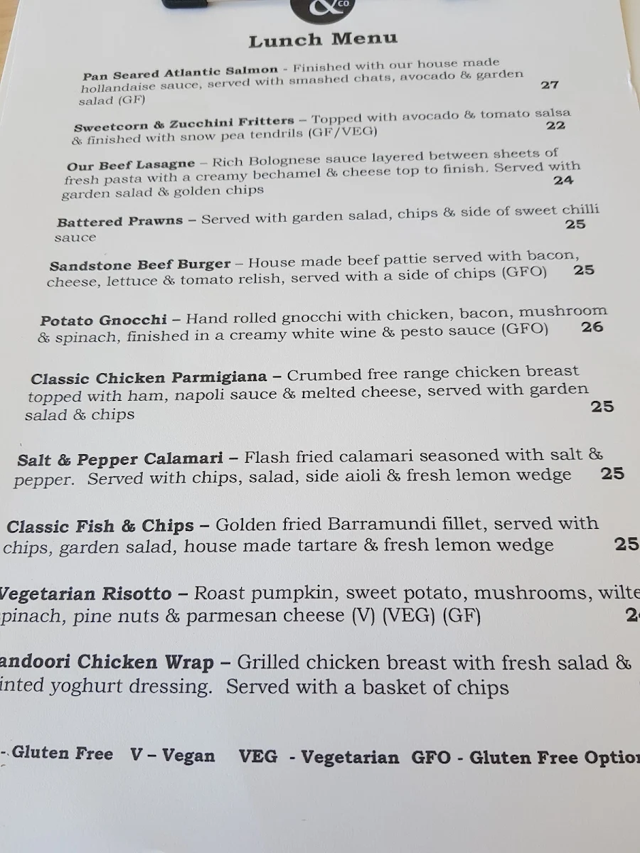 Menu, Sandstone & Co Cafe & Restaurant