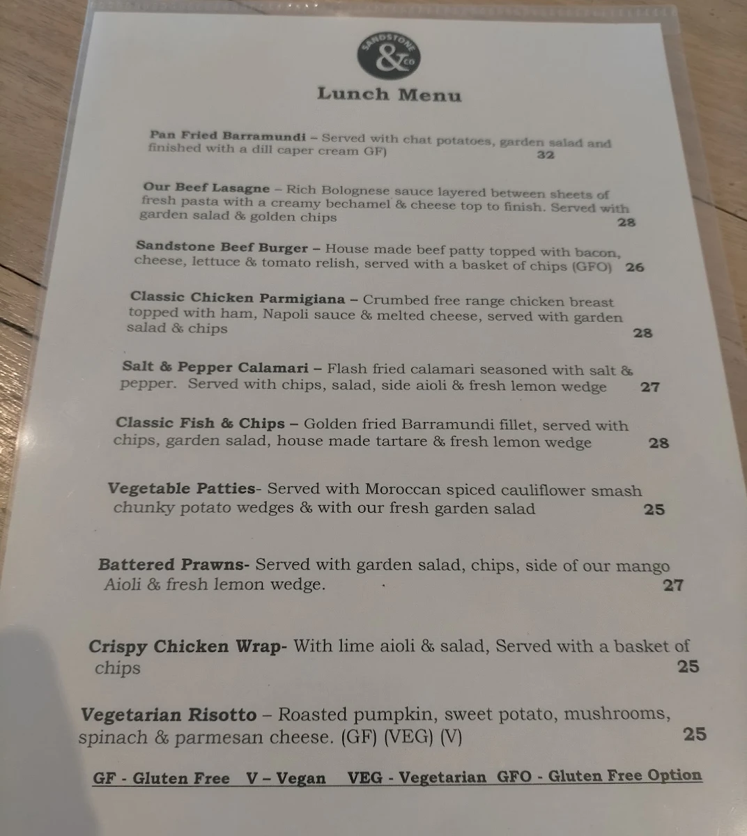 Menu, Sandstone & Co Cafe & Restaurant