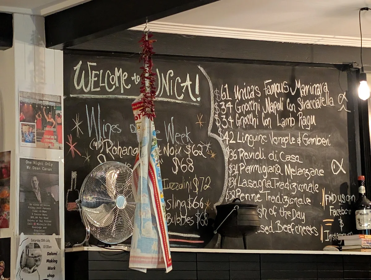 Menu, Unica Cucina E Caffe