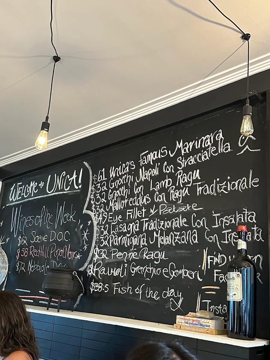 Menu, Unica Cucina E Caffe