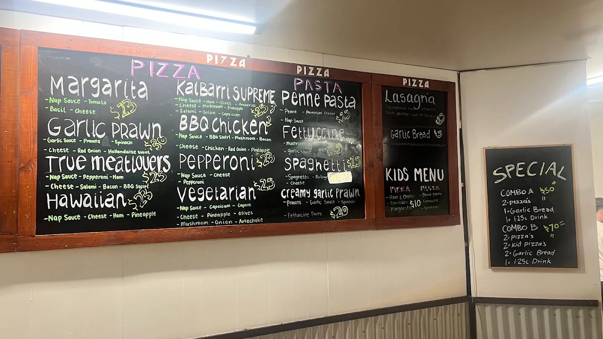 Menu, Kalbarri Pizza & Pasta