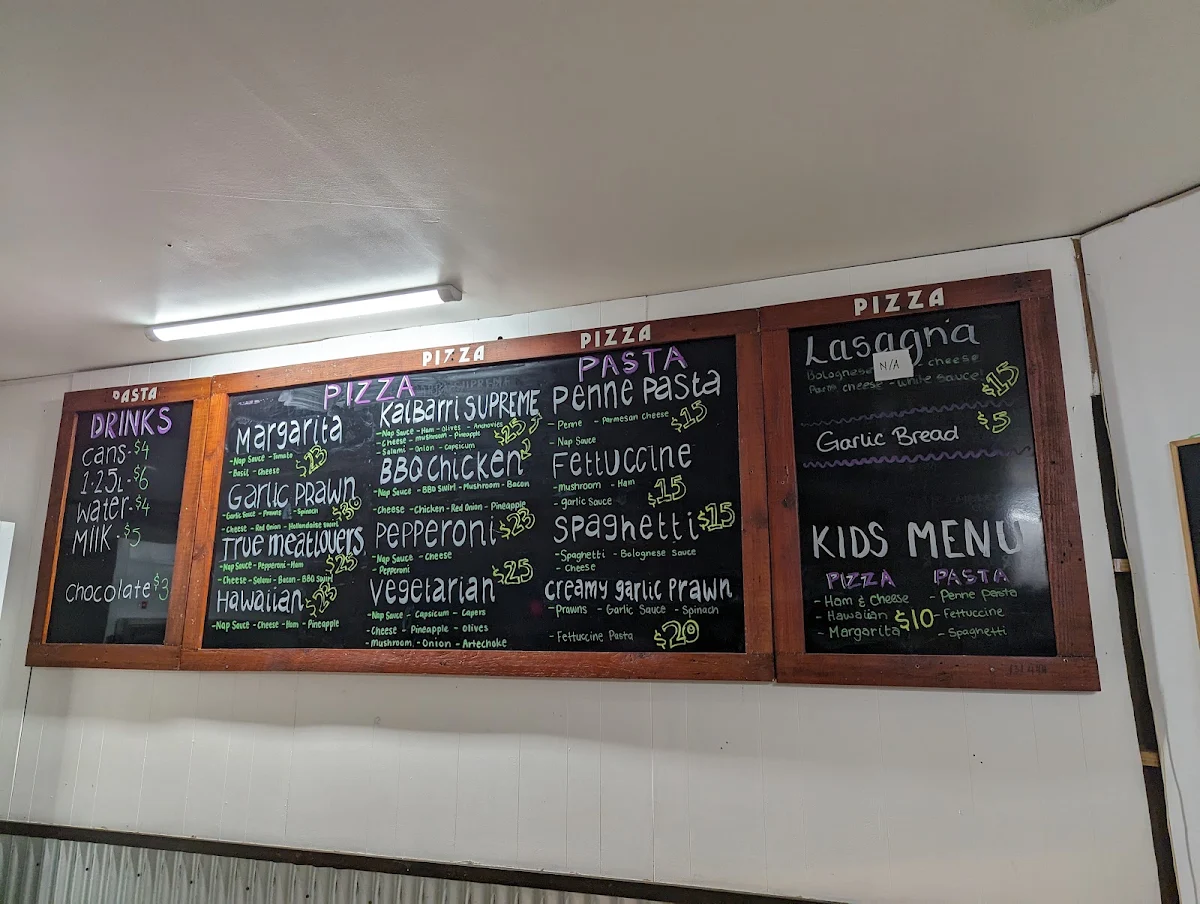Menu, Kalbarri Pizza & Pasta