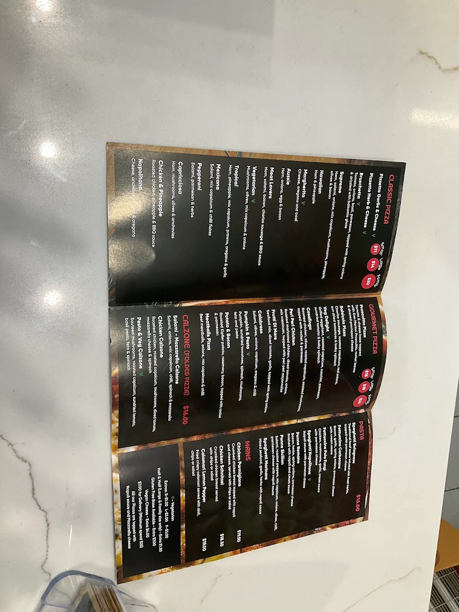 Menu, Pizzalicious