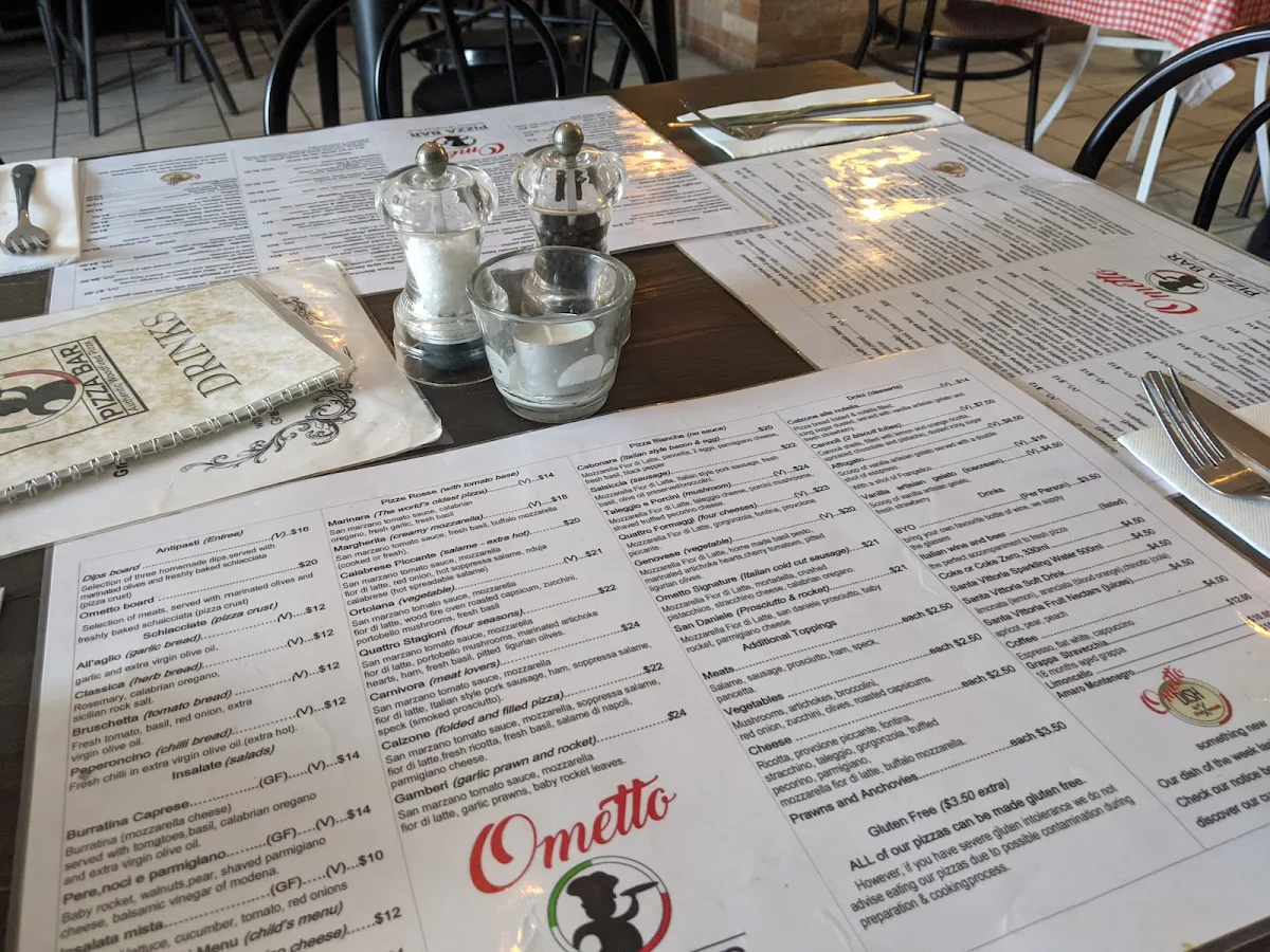 Menu, Ometto Pizza Bar & Deli