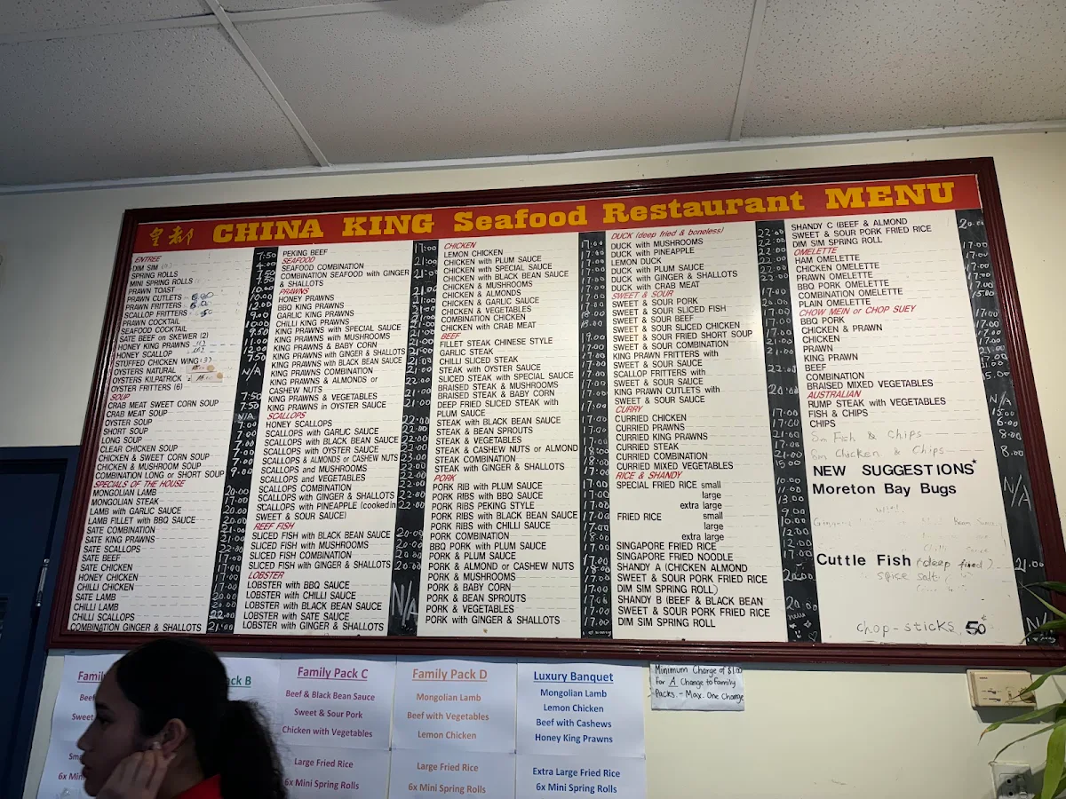 Menu, China King Restaurant