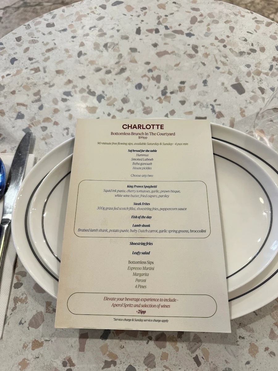 Menu, Charlotte Cafe Forestville