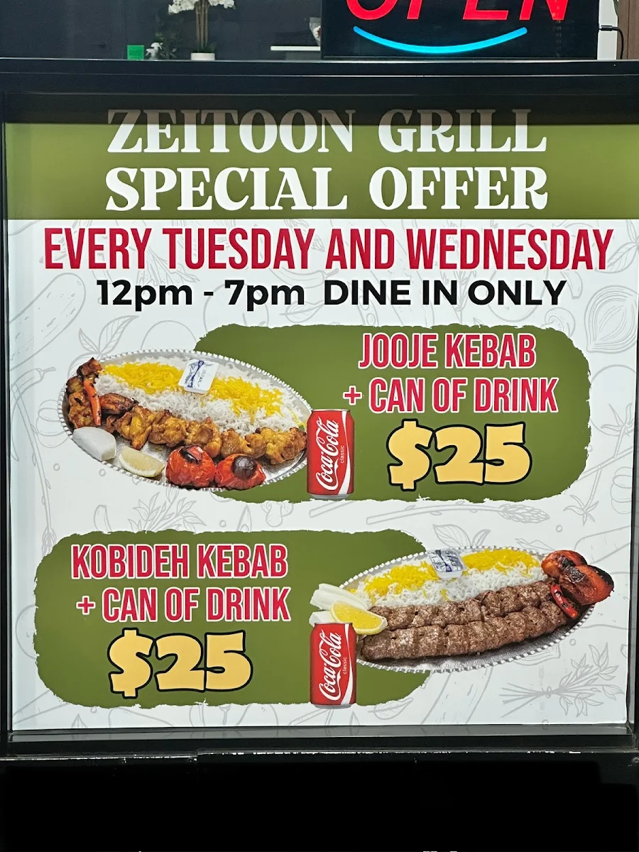 Menu, Zeitoon Grill Restaurant