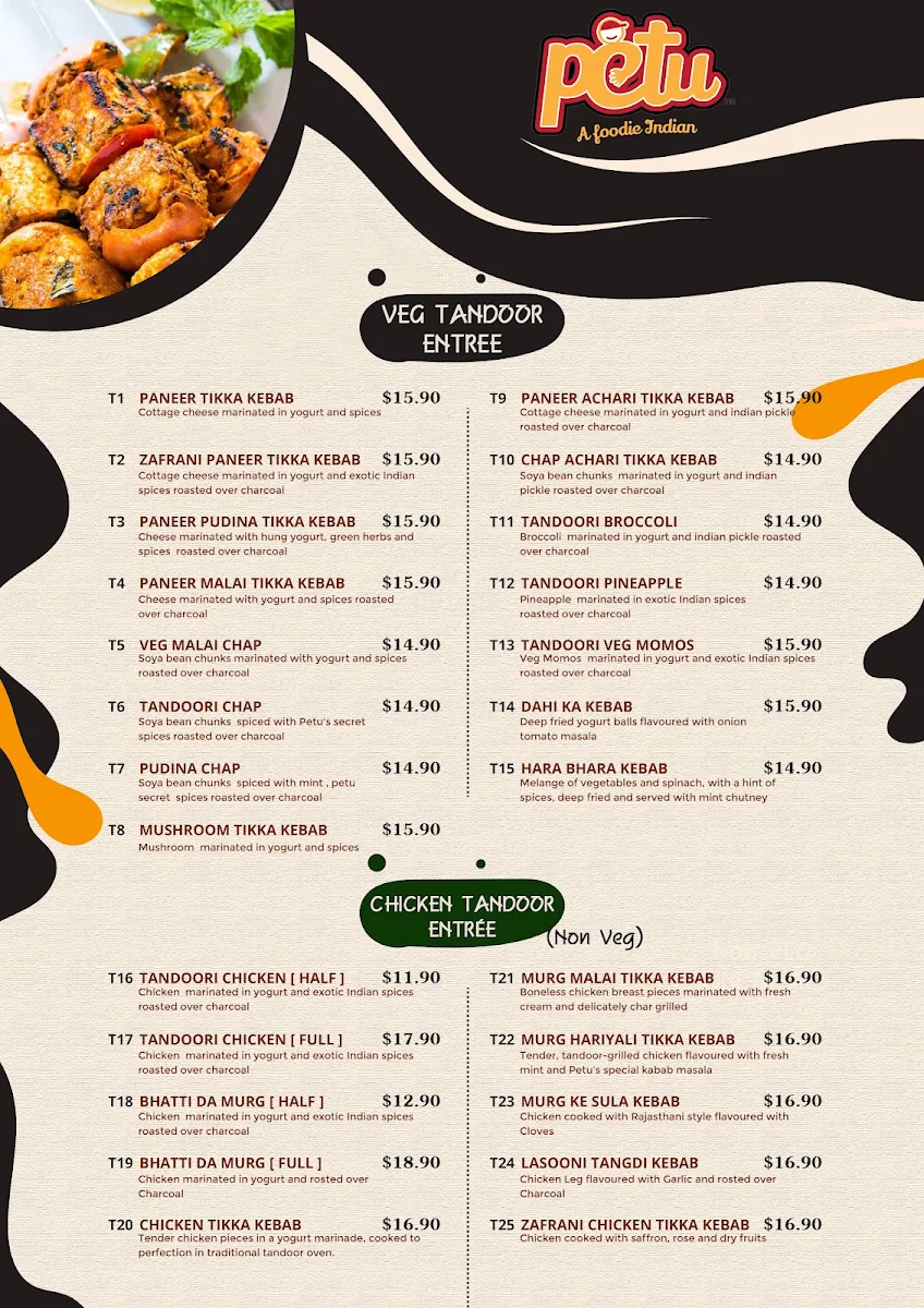 Menu, Petu Schofields