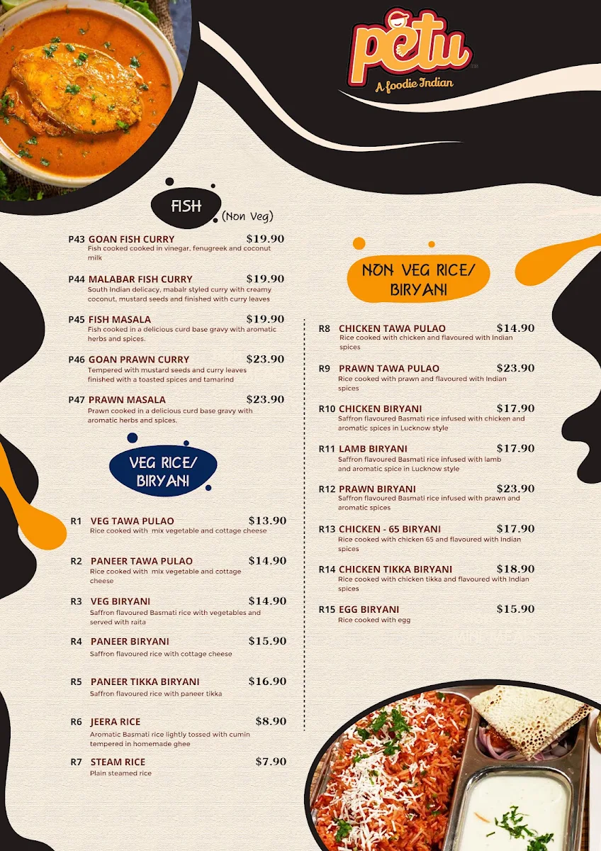 Menu, Petu Schofields