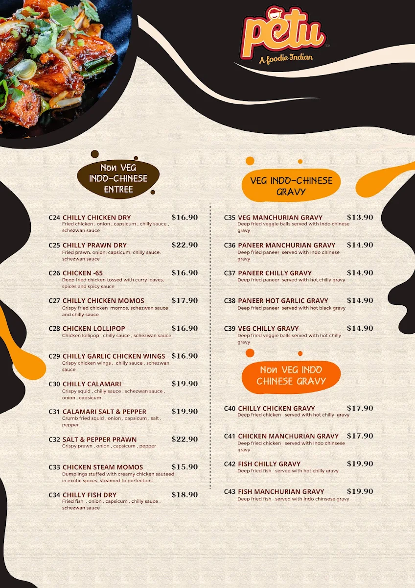 Menu, Petu Schofields