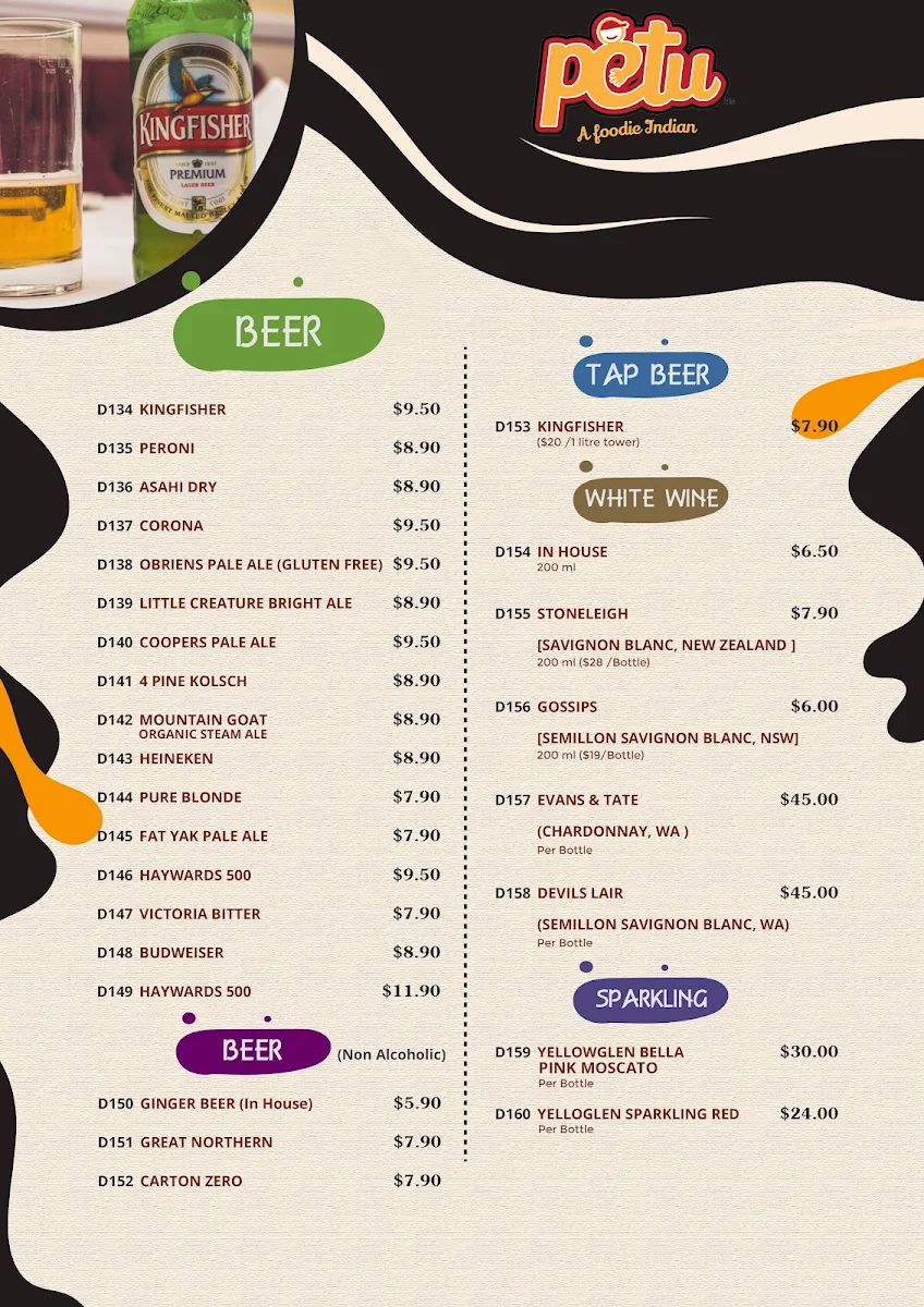 Menu, Petu Schofields