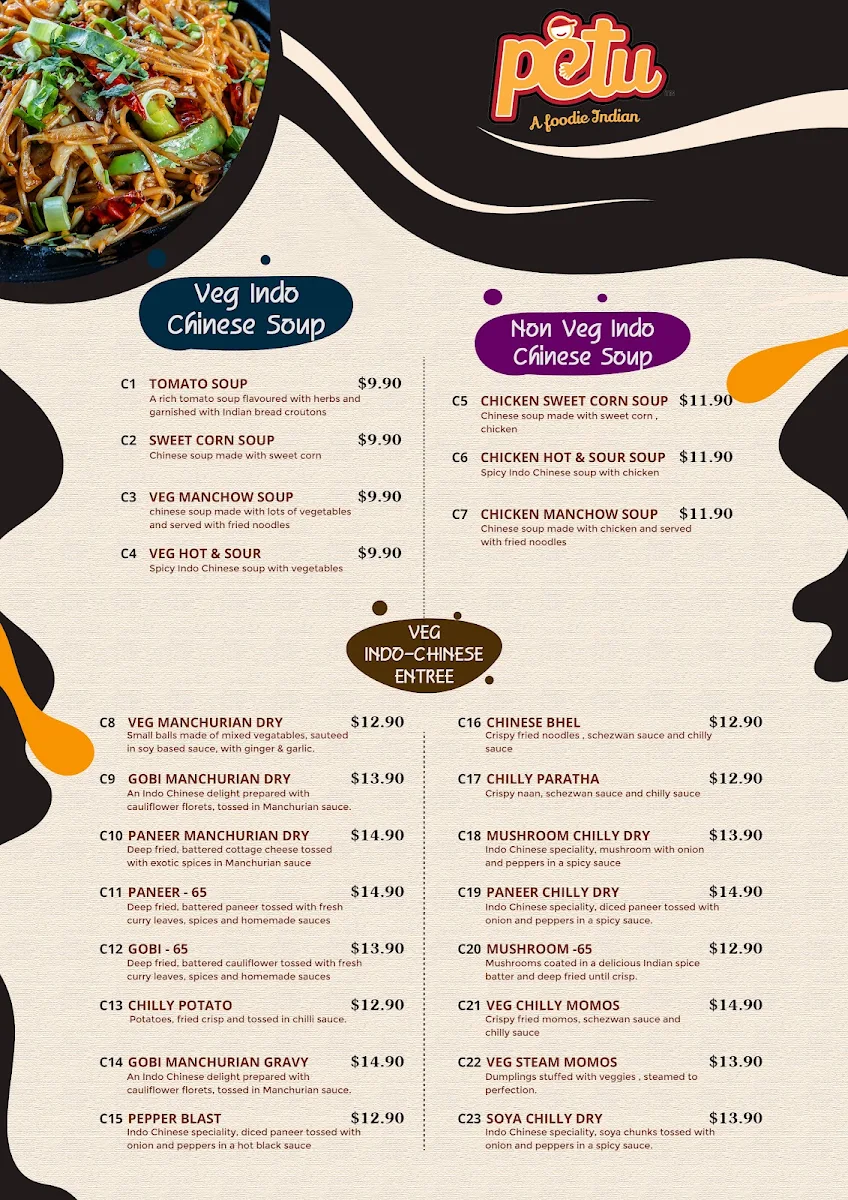 Menu, Petu Schofields