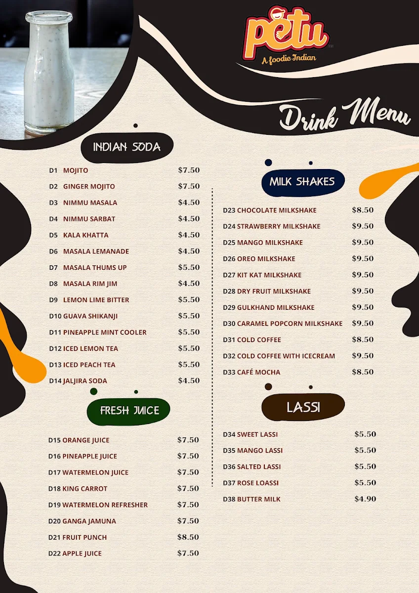 Menu, Petu Schofields